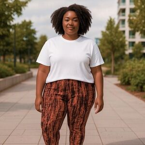 Women’s Torrid Pull-On Gauze Crop Jogger Orange & Black Tie Dye Comfy Casual 1X